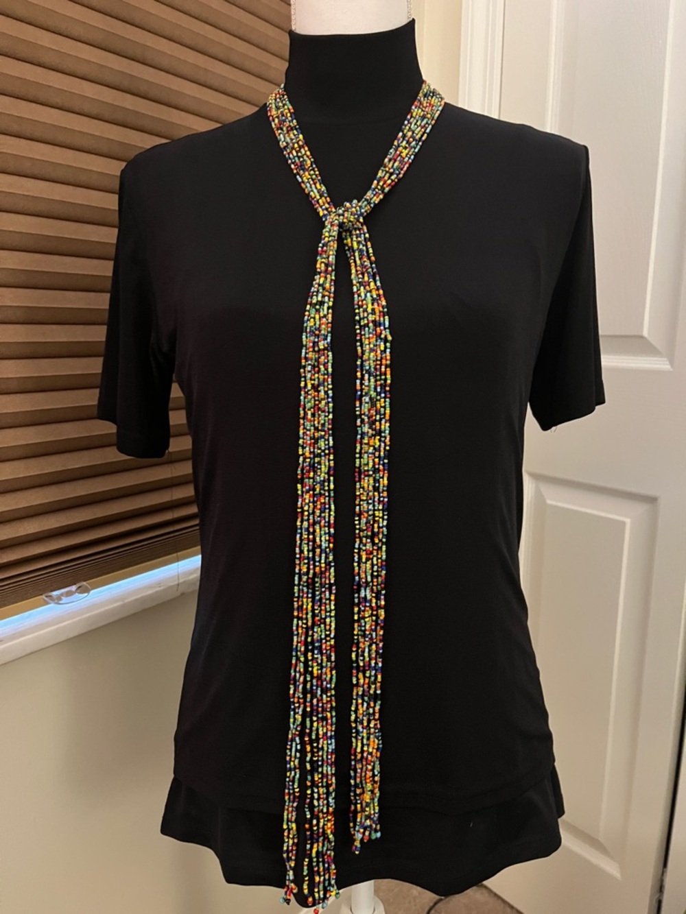 Multicolor Seed Bead Beaded Long Necklace - Versatile Statement Piece